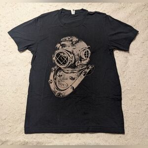 Men's Antique Diving Helmet Scuba Diving Charcoal Gray 100% Cotton T-Shirt sz M